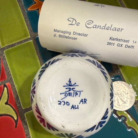 Delft Blue Candle Holder with authentication & numbered - Picture 3 of 3